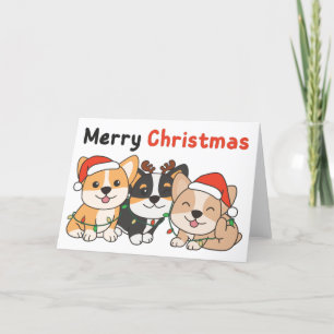 Cartão De Festividades Animais de Natal de Corgi - Cachorros de Bonita Fe