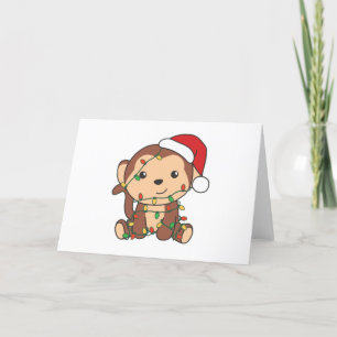 Cartão De Festividades Animais de Natal de Inverno Macacos