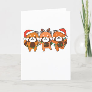 Cartão De Festividades Animais de Natal do Panda Vermelho, Panteras Verme