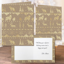 Cartão De Festividades Animais Dourados de inverno russos Kraft nórdicos