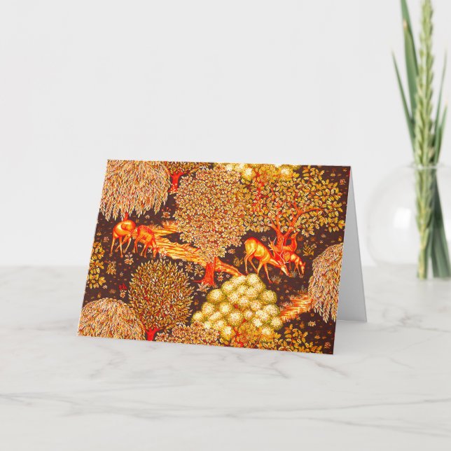 Cartão De Festividades ANIMAIS FLORESTAIS, DERES POR FLORESTAS DE Amarelo (Frente)