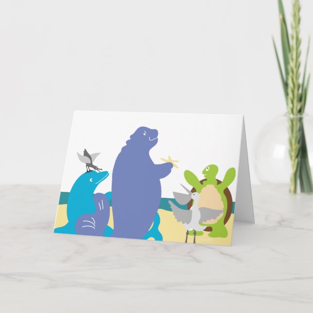 Cartão De Festividades Animais Marinhos (Frente)