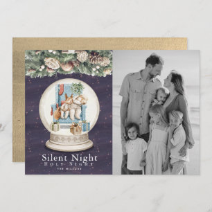 Cartão De Festividades Animais Noturnos Silenciosos Dormindo Foto de Neve