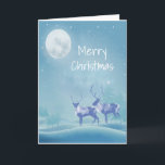 Cartão De Festividades Animal da rena da Lua cheia da neve do inverno do<br><div class="desc">Cheio da neve do inverno e Feliz Natal brilhante do animal da rena da lua</div>