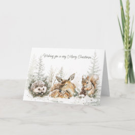 Cartão De Festividades Animals Winter Forest Christmas Holiday Card