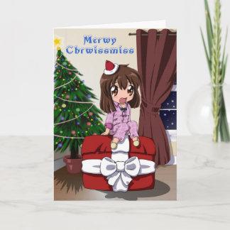 Cartão De Festividades Anime Chibi de Natal