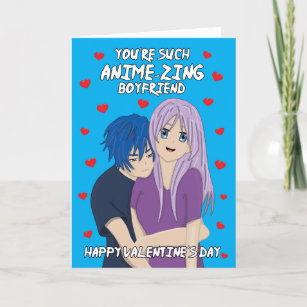 Garota de anime manga manda um beijo. cartão de dia dos namorados