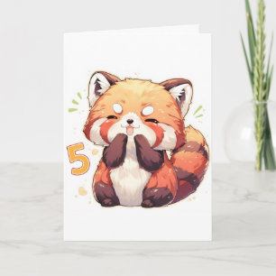 Cartão De Festividades Anime Panda Vermelho Número Cinco