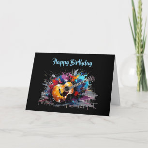 Cartão De Festividades Aniversário Artístico Abstrato Amante da Música de