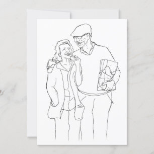 Cartão De Festividades Aniversário da arte original do Casal antigo