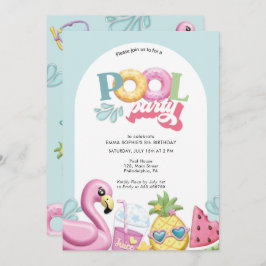 Cartão De Festividades Aniversário da Festa de Piscina