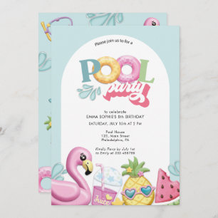 Cartão De Festividades Aniversário da Festa de Piscina