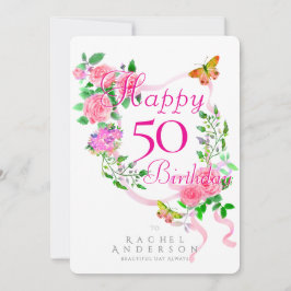 Cartão De Festividades Aniversário da Fita Rosa Rosa Rosa Rosa Rosa Rosa 