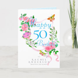 Cartão De Festividades Aniversário da Fita Rosa Rosa Rosa Rosa Rosa Rosa 