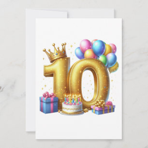 Cartão De Festividades Aniversário de 10 anos de ouro