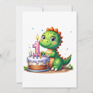 Cartão De Festividades Aniversário de 1 ano do Dino