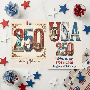 Cartão De Festividades Aniversário de 250 anos dos EUA Patrimônio America