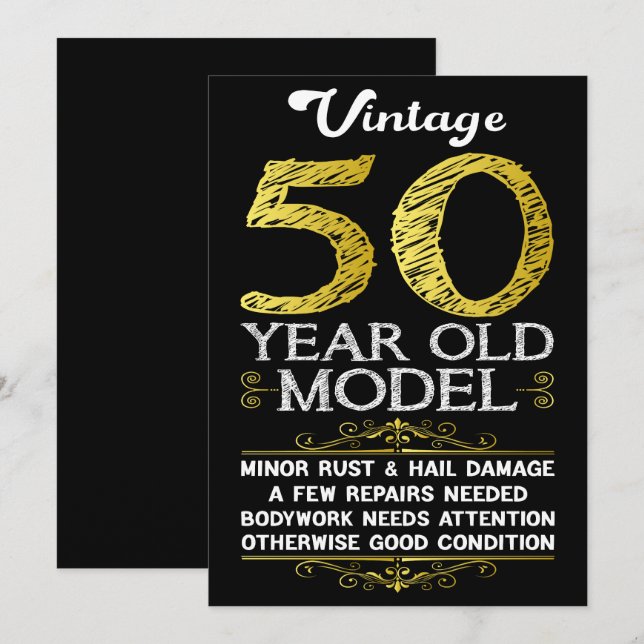 Cartão De Festividades Aniversário de 50 anos (Frente/Verso)