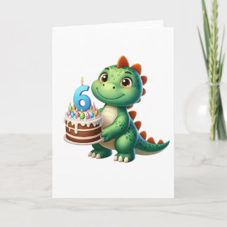 Cartão De Festividades Aniversário de 6 anos do Dino