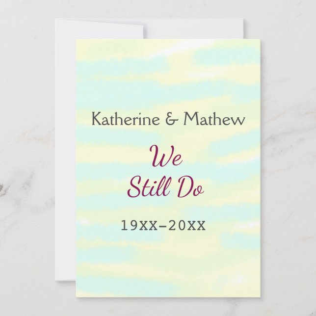 Cartão De Festividades Aniversário de renovação de Vow do greenpastel ama (Frente)