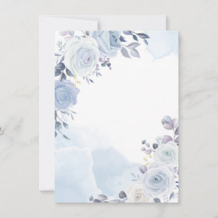 Cartão De Festividades Aniversário de Rosas Azuis de Aquarela