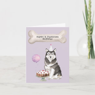 Cartão De Festividades Aniversário do Alaskan Malamute
