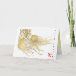 Cartão De Festividades Aniversário do Ano do Tigre Chinês de Desenho Orig