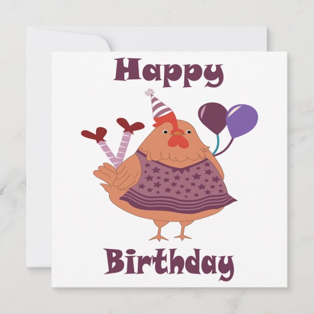 Cartão De Festividades Aniversário do frango (Frente)