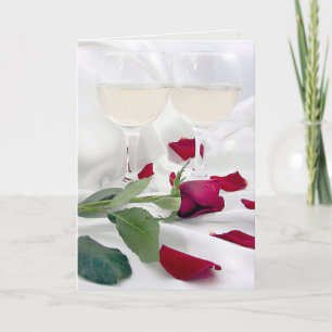 Cartão De Festividades Aniversário do Vinho e Rosa de Satin