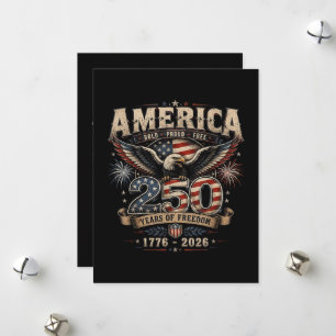 Cartão De Festividades Aniversário Patriótico Americano de 250 anos dos E