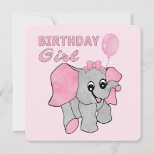 Aniversário Rapariga Rosa Elefante Bebê