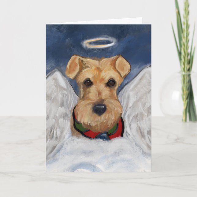 Cartão De Festividades Anjo Airedale Terrier (Frente)