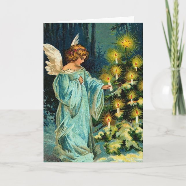 Cartão De Festividades Anjo Árvore Natal (Frente)