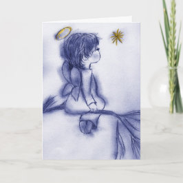 Cartão De Festividades anjo azul de tom desejando