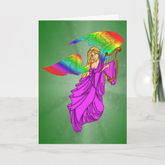 Cartão De Festividades Anjo com asas do arco-íris