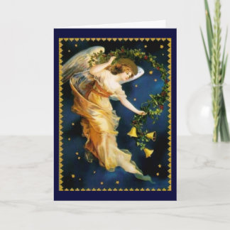 Cartão De Festividades Anjo da noite estrelado - Natal