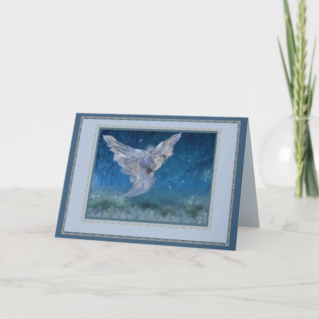 Cartão De Festividades Anjo de cristal (guarnição do quadro) (Frente)