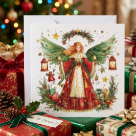 Cartão De Festividades Anjo de Natal & Bagas de Inverno
