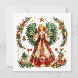 Cartão De Festividades Anjo de Natal com velas