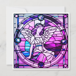 Cartão De Festividades Anjo de Natal da Janela de Vidro Estreita