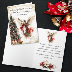 Cartão De Festividades Anjo de Natal Elegante Vintage