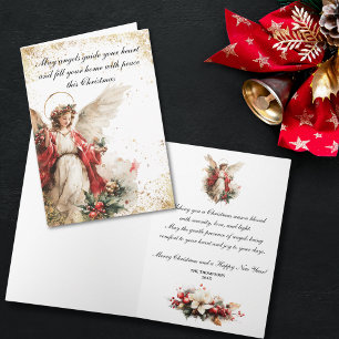 Cartão De Festividades Anjo de Natal Elegante Vintage
