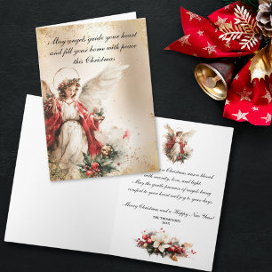 Cartão De Festividades Anjo de Natal Elegante Vintage