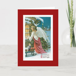 Cartão De Festividades Anjo de Natal na Janela