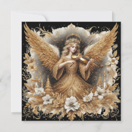 Cartão De Festividades Anjo de Natal tocando música