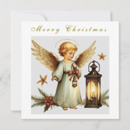 Cartão De Festividades Anjo de Natal Vintage Lindo  