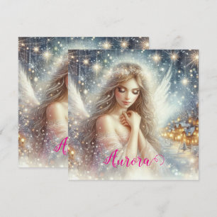 Cartão De Festividades Anjo de Neve Etéreo de Aquarela Festiva Feminina