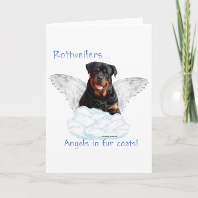 Cartão De Festividades Anjo de Rottweiler (Frente)