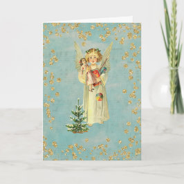 Cartão De Festividades Anjo do natal vintage
