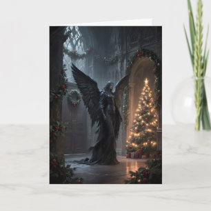 Cartão De Festividades Anjo Gótico no Dia de Natal